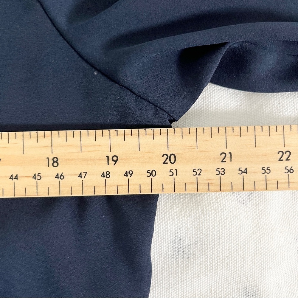 Suzy Shier Navy Button-Up Tie Front Blouse w/ Peek-a-boo Back Detail - M/L - Picture 13 of 13